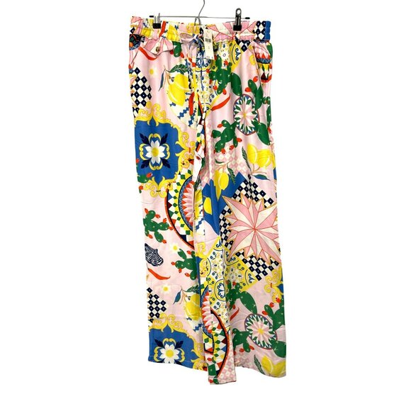 Anthropologie Maeve Straight-Leg Pull-On Silky Printed Relaxed Pants New - Picture 3 of 9